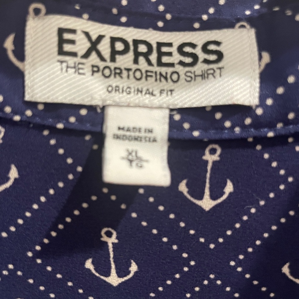 Express Portofino Collection Navy Anchor Print Blouse XL - Picture 3 of 3